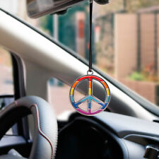 Peace Sign Car Auto No War Pendant Rearview Mirror Ornament Hanger Metal Rainbow