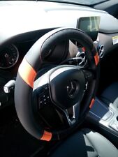Us Seller 14.25-15 Pu Leather Steering Wheel Cover Stylish Black Orange