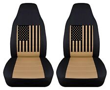 Tan Seat Covers With American Flag Fits 1987-1995 Jeep Wrangler Yj