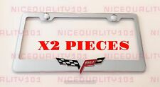 2x 3d Corvette Stainless Steel Metal Chrome Mirror License Plate Holder