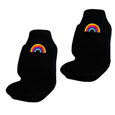 New Pride Rainbow Colorful High Back Black Seat Cover Pair - 2pc