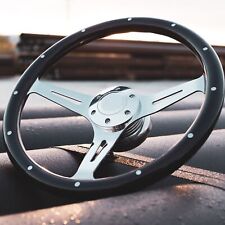 15 Chrome Spokes Steering Wheel With Dark Wood Grip And Billet Horn - 6 Hole