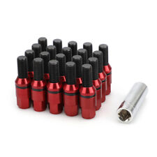 20pcs M12x1.25 Lug Bolts Red Steel Wheel Bolts Extended Thread 45mm Cone Seat