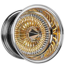 14x6 Wire Wheels Reverse 100-spoke Straight Lace Gold With Chrome Lip Rimsw04