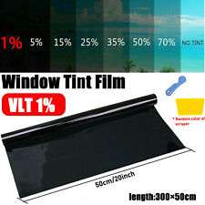 20 Inch X 10feet Uncut Roll Window Tint 1 Super Dark Black Film Car Home Glass