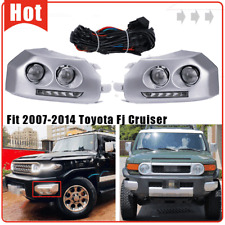 Pair 2007-2014 Toyota Fj Cruiser Chrome Led Bumper Fog Lights Drl Driving Lamps