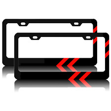 2x For Dodge Charger Accessories Red Car License Plate Frame Black Metal Cover