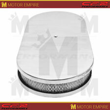 Fits Chevy Ford 19 Oval Polished Al Air Cleaner Smooth With Paper Filter