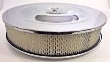 14 X 3 Round Chrome Air Cleaner Assembly Flat Base Chevy Sbc 350 Bbc 454 Paper