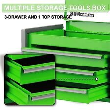 Portable 3 Drawer Steel Tool Box With Magnetic Locking Green Micro Top Chest