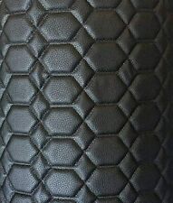 Vinyl Upholstery Black Hexagon Quilted Fabric With 38 Foam Backing By Yard