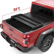 Oedro 5ft Soft Tri-fold Tonneau Cover For 2020-2024 Jeep Gladiator Jt Truck Bed