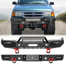 Front And Rear Bumper Fits 1993-1997 Ford Ranger Steel W Winch Plateled Lights