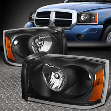 For 05-07 Dodge Dakota Oe Style Black Housing Amber Corner Headlight Head Lamps