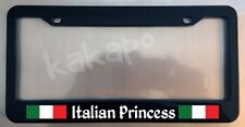 Italian Princess Italy Flag Glossy Black License Plate Frame