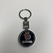 Saab Logo Emblem 3d Logo Metal Key Chain Keyring Blue Chrome