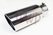 Polished Stainless Bolt On Angle Roll Exhaust Tip 2.25 Inlet 4 Outlet 12 Long