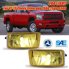 Fog Lights For 07-13 Chevy Silverado 1500 2500 3500 Front Bumper Lamp Yellow Kit