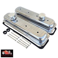 Small Block Chevy Short Ball Mill Polished Aluminum Center Bolt Valve Covers 350