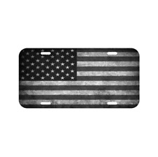 American Flag Black White Vehicle License Plate Front Auto Tag Usa Made Truck