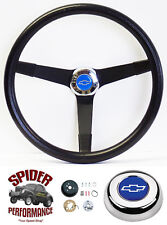 1969-1989 Chevrolet Steering Wheel Blue Bowtie 14 34 Vintage Black
