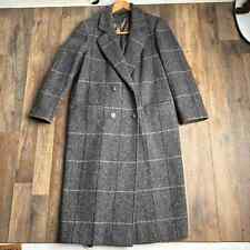 Vintage 90s Y2k Mg Kinsler Trench Coat Womens Medium Gray Tweed 100 Wool 4024