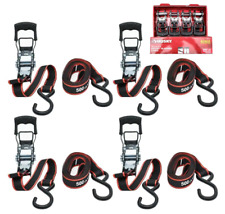 4-pack Ratchet Tie-down Straps 12 Ft X 1 S-hook Quick Thumb Release 1500 Lbs