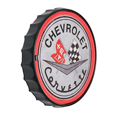 Chevrolet Corvette Neon Led Light Rope Sign Bottle Cap Shaped Bar Man Cave Decor
