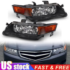 Black Fits 2004-2008 Acura Tsx Projector Headlights Lamps Leftright 04-08 Pair