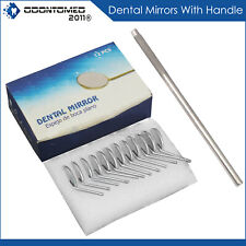 Dental Premium 12 X Mouth Mirror Heads Simple Stem 5 Plain Free Handle