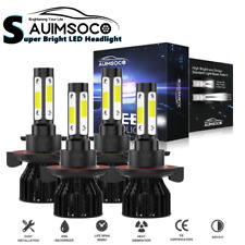4pcs 4-sides H13 Led Headlight High Low Beam Super White Bulbs Upgrade Kit 6500k