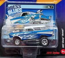 Johnny Lightning 57 1957 Chevy Nomad Zingers Dress Blues Hot Rod Car Blu Flames