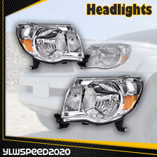 Fit For 2005-2011 Toyota Tacoma Chrome Housing Headlights Lamp Left Right Pair