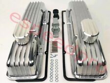 Small Block Chevy Sbc 283 305 350 Short Polished Finned Aluminum Valve Covers