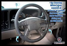 2005 2006 2007 Gmc Sierra 2500hd Slt Sle -black Leather Steering Wheel Cover