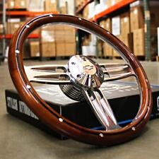 14 Inch Polished Wood Steering Wheel Chevy Bowtie Horn 6 Hole C10 Camaro