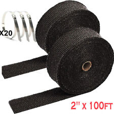 2x100ft Black Pipe Header Manifold Exhaust Heat Wrap Tape Ties For Motorcycle