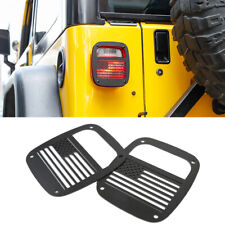 Black Us Flag Tail Light Guard Cover For 1987- 2006 Jeep Wrangler Tj Accessories