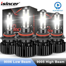 9005 9006 Led Headlights Kit Combo Bulbs 6500k High Low Beam Super White Bright
