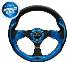New Reinforced Nrg 320mm Black Leather Steering Wheel Blue Trim Rst-001bl