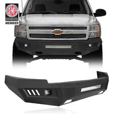 For 2007-2013 Chevy Silverado 1500 Textured Steel Front Bumper W Led Light Bar