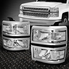 For 14-15 Chevy Silverado 1500 Chrome Housing Clear Corner Headlight Head Lamps