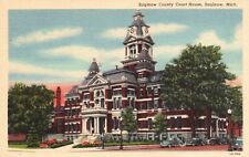 Postcard Mi Saginaw County Court House Michigan 1945 Linen Vintage Pc G2085