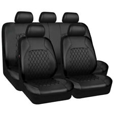 Black Leather 5-sits Car Seat Covers Front Rear Full Interior Cushion Set 9pcs
