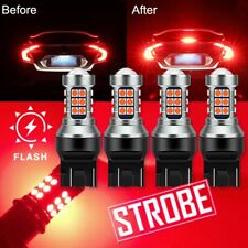 4pcs 7443 7440 Led Strobe Flash Blinking Brake Stop Tail Parking Light Bulbs Red