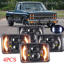 Dot 4pcs 4x6 Led Headlights Hilo Beam Drl Fit Chevy C10 Pickup Truck 1981-1986