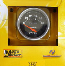 Auto Meter 3592 Sport Comp Voltmeter Volt Meter Gauge 2 58 8 - 18 Volts