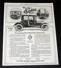 1914 Old Magazine Print Ad 1915 Willys Overland Coupe A Luxurious Closed Car