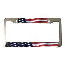 1 Chrome Stainless Steel Usa American Flag Metal Car Truck License Plate Frame
