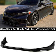 For Honda Civic 2022-2024 Yofer V3 Style Gloss Black Front Bumper Lip Splitter